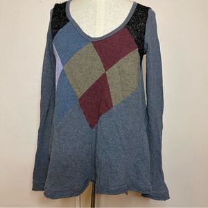 Free People women’s patchwork long sleeve shirt size XS